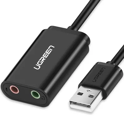 Produktbild von UGREEN USB-A To 3.5mm External Stereo Sound Adapter Black 15cm
