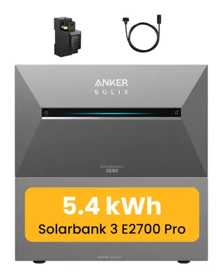 Produktbild von Balkonkraftwerk Speicher 5.4 kWh, Anker SOLIX Solarbank 3 E2700 Pro mit BP2700 Akku x1 inkl. Anker Smarten Zähler für Balkonkraftwerk