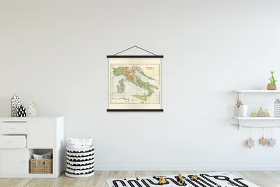 Produktbild von MuchoWow® Textilposter Vintage-Karte von Italien 60x60 cm mit schwarzem Rahmen - Posteraufhänger
