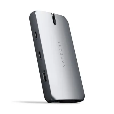 Produktbild von Satechi ST-UCMBAM, USB 2.0 Type-C, Schwarz, Silber, MicroSD (TransFlash), 60 Hz, HDMI, USB 2.0, USB Typ-C, VGA, 60,3 mm