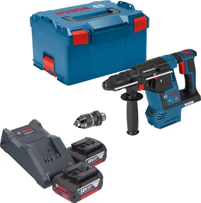 Produktbild von Bosch GBH 18V-26 F Professional Akku Bohrhammer 18 V 2,6 J SDS plus Brushless + 2x Akku 4,0 Ah + Ladegerät + L-Boxx