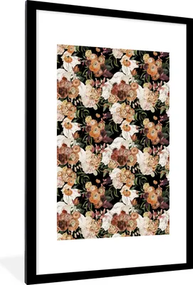 Produktbild von MuchoWow® MuchoWow® Gerahmtes Poster Blumen - Pflanzen - Farbe 60x90 cm - Poster mit zchwarzem Bilderrahmen - Dekoration - Wandposter Wohnzimmer - Hochwertig