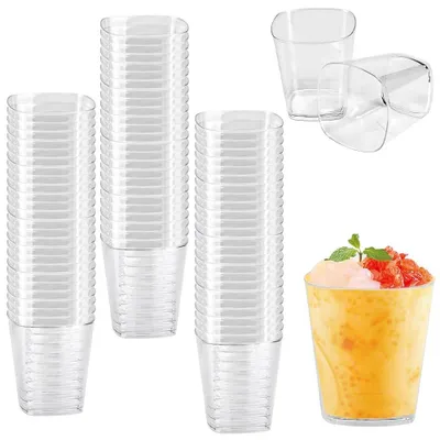 Image de Lot de 50 gobelets en plastique transparent réutilisables, capacité de 200 ml