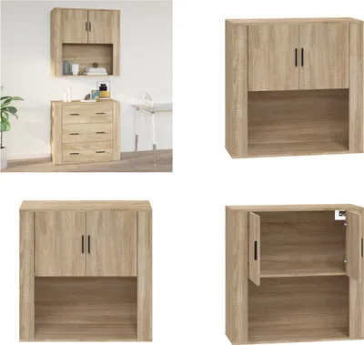 Obrázek produktu pro vidaXL Nástěnná skříňka Sonoma dub 80x33x80 cm Materiál na bázi dřeva - Nástěnná skříňka - Nástěnná skříňka - Plovoucí skříňka