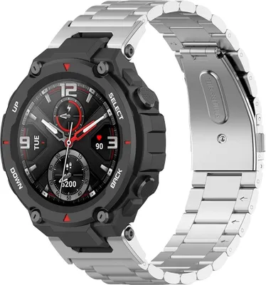 Produktbild von Strap-it Stahlarmband - Kompatibel mit Amazfit T-Rex (Pro) Armband Ersatzarmband Edelstahl - Gliederarmband mit Faltschließe - Hochwertiges Material - für T-Rex (Pro) Armband Silber