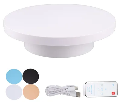 Produktbild von Elektrischer Drehteller, um 360 Grad drehbar, Produktfotografie-Display, wiederaufladbar, Fernbedienung, 3 kg Lager, weiß, 20 cm Durchmesser
