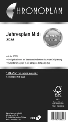 Produktbild von Jahresplan Midi mit Leporellofalzung Kalendarium 2026