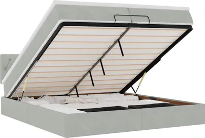 Image de vidaXL Lit ottoman avec matelas gris clair 200x200 cm velours