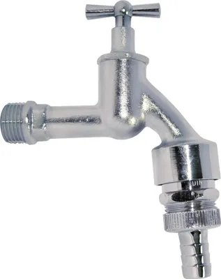Produktbild von KIRCHHOFF MS Auslaufventil Knebelgriff, Chrom matt, 1/2AG x 3/4AG x 1/2T, Rohrbelüf., Rückflu.verh.