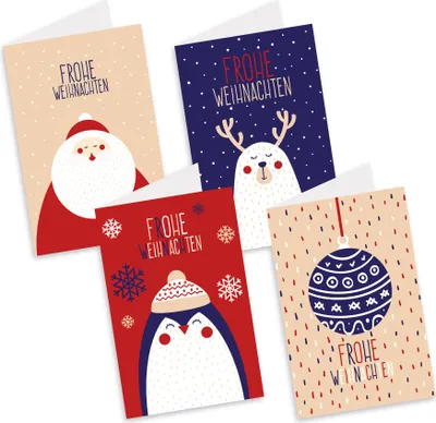 Produktbild von itenga Weihnachtskarten "Figuren" 8x Klappkarte DIN A6 + Umschlag