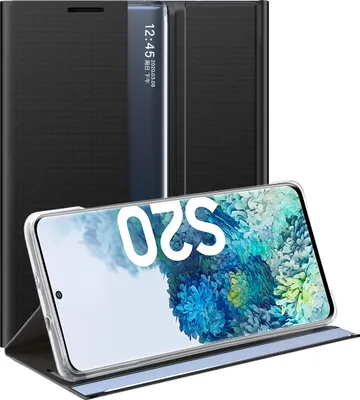 Immagine prodotto di Custodia Galaxy S20, Custodia sottile in pelle con finestra e supporto per Samsung Galaxy S20 nero