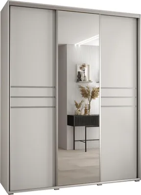 Produktbild von MEBLE KRYSPOL Davos 11 Schrank, drei Türen - 235,2x190x60 cm - Weiß Weiß Silber