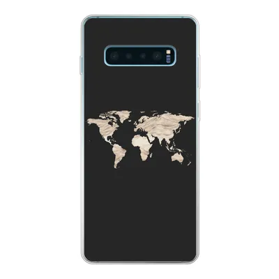 Produktbild von MuchoWow® Handyhülle Schutzhülle Hülle für Samsung Galaxy S10 Plus Weltkarte - Heu - Braun Silikon Softcase Handy Hülle - Schutzhülle