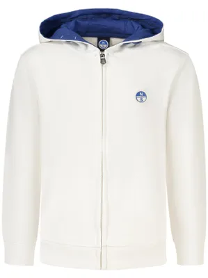 Produktbild von Weißes Kinder Sweatshirt mit Kapuze und Reißverschluss - Nachhaltig