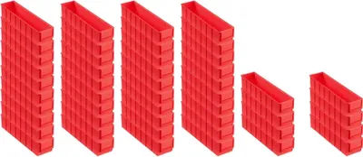 Produktbild von SuperSparSet 48x Rote Industriebox 400 S | HxBxT 8,1x9,1x40cm | 2,2 Liter | Sichtlagerkasten, Sortimentskasten, Sortimentsbox, Kleinteilebox