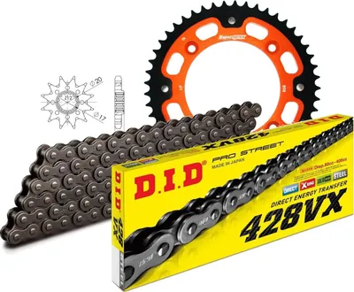 Produktbild von Kettensatz DID Stealth 428VX / 124 Clipschloss orange