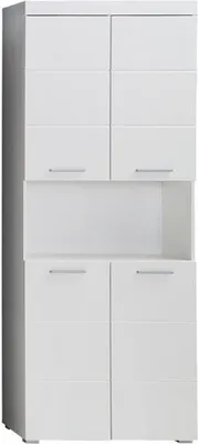 Produktbild von AmandaMandoBea Bad Hochschrank 1 offenes Fach, 4 Türen weiß, weiß Hochglanz.