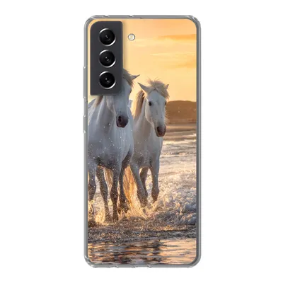 Produktbild von MuchoWow® Handyhülle Schutzhülle Hülle für Samsung Galaxy S21 FE Pferde - Wasser - Strand - Tiere Silikon Softcase Handy Hülle - Mobiltelefonhülle