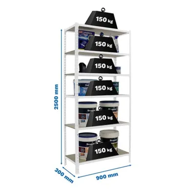 Produktbild von Simonrack Schwerlastregal MADERCLICK 6 8435104975282 weiß, braun 90,0 x 50,0 x 250,0 cm