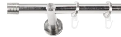 Produktbild von SN Deco Gardinenstange Lille, 19 mm, 1-läufig, Stahl, Komplett-Set mit Ringen, Auflageträger, 360 cm, edelstahl optik