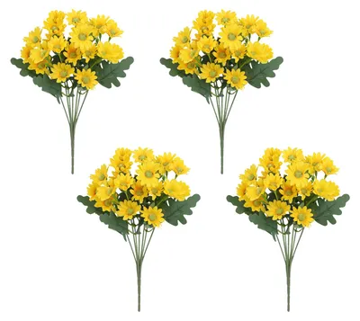 Produktbild von Künstliche Chrysanthemen, realistische Gänseblümchen mit biegsamen Stielen, UV-beständig, Herbstblumen für die Herbstdekoration im Wohnzimmer, Fensterkasten, Vase oder im Freien