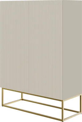 Produktbild von Selsey VELDIO - Highboard 2-türig, Graubeige Taupe mit goldenem Metallgestell, 90 cm breit
