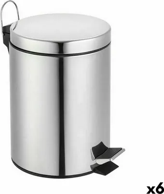 Obrázok produktu pre Odpadkový kôš s pedálom Confortime striebornej farby 5 l (6 kusov)
