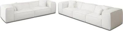 Produktbild von Bouclé 4-3-Sitzer Sofa Set Arelia Weiß