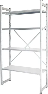 Produktbild von Fachbodenregal mit 4 Böden, Stecksystem, HxBxT 2000 x 1070 x 415 mm, glanzverzinkt, Tragkraft 175 kg/Boden