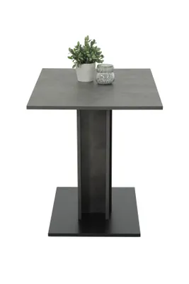 Produktbild von 5tlg. ESSGRUPPE Mulde, 1 Tisch Betonoptik+Schwarz - V-Wangengestell - Maß 110x68cm + 4 Esszimmerstühle Samt Grau - Rautensteppung - 100kg belastbar