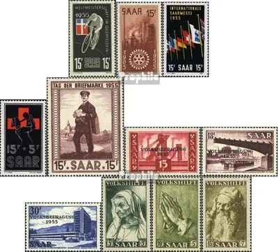 Produktbild von Briefmarken Saarland 1955 Mi 357-367 (kompl.Ausg.) Jahrgang 1955 komplett postfrisch Querfeldeinfahren