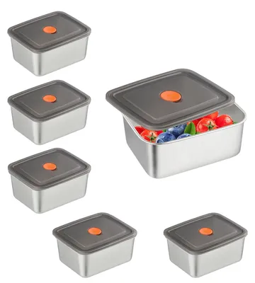 Productafbeelding van Voedselcontainer roestvrij staal - 500 ml - 6 stuks - Met deksel