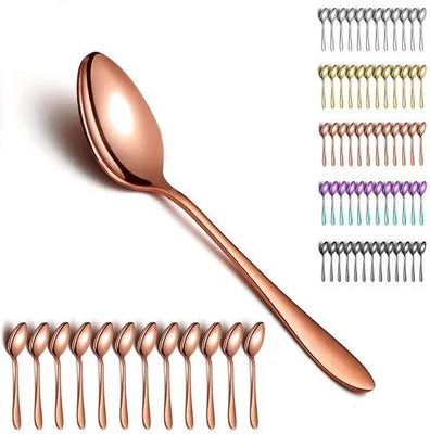 Produktbild von Ibenzoa® 12er-Set Suppenlöffel Roségold – Edelstahl mit r Titanbeschichtung, ergonomisch, spülmaschinenfest, für Zuhause, Restaurant & Hotel