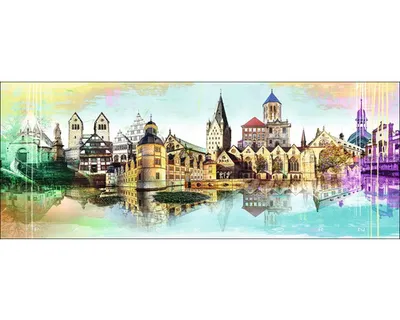 Produktbild von Glasbild Paderborn Wahrzeichen Panorama I 80x30 cm