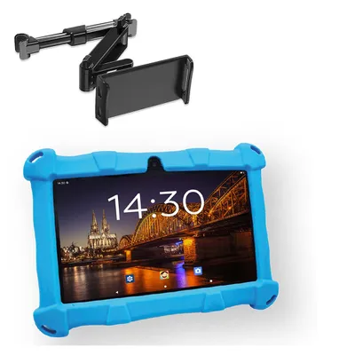 Produktbild von AngelTech Kindertablet SLIM Blau mit Tablet-Halterung