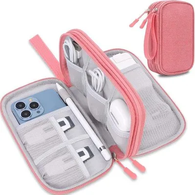 Immagine prodotto di Organizzatore elettronico - Custodia per cavi da viaggio - 19,8 x 11,4 x 4,6 cm - Rosa