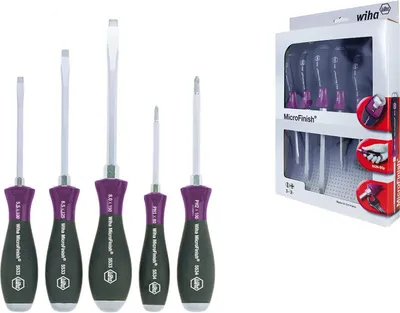 Produktbild von Wiha MicroFinish® Schlitz/Phillips Schraubendrehersatz, 5-tlg. (5533 HK5)