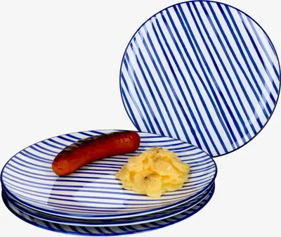 Zdjęcie produktu dla Seaside 4-częściowy zestaw talerzy obiadowych dla 4 osób Talerz obiadowy Stripe Ø 27 cm Ritzenhoff