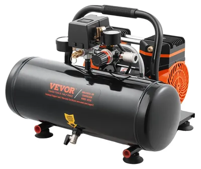 Immagine prodotto di Compressore d'aria VEVOR, serbatoio d'acciaio da 2 galloni, 1 HP, 2,5 CFM, 8 bar, compressore d'aria senza olio e pressione massima di 120 PSI, 81 dB, compressore portatile ultra-silenzioso, per riparazioni auto, gonfiaggio pneumatici