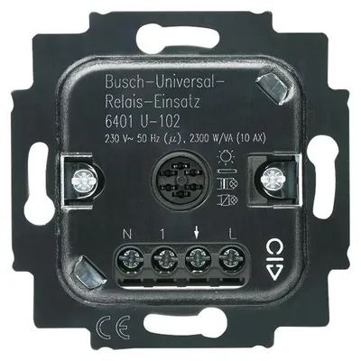 Produktbild von Busch-Jaeger Universal-Relais-Einsatz, 6401U-102, 1-fach, 230V, 10A, für Bewegungsmelder, Unterputz, 1 Stk.
