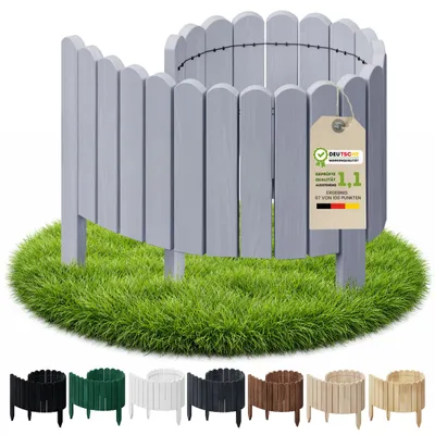 Image de Floranica Bordure de Jardin en bois 30 x 100 cm Argent Bordurette de Pelouse Bordure de Gazon avec piquets Bordure de parterre