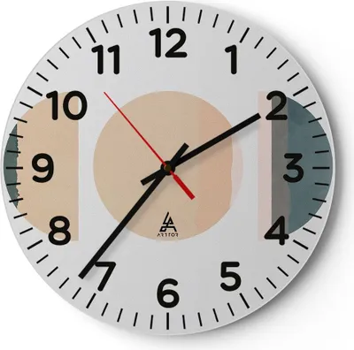 Produktbild von Wanduhr - Rund - Glasuhr - Abstraktion Rad Halbkreis - 40x40cm - Schleichendes Uhrwerk - Lautlos - zum Aufhängen bereit - Dekoration Modern - Wanddekoration aus Glas - C4AR40x40-4310