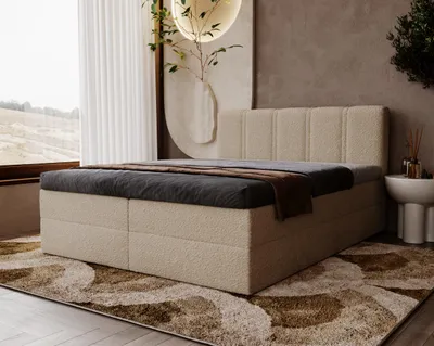 Produktbild von MYSEN Polsterbett 180x200 Silco mit Bonell-Matratze Komplett-Set Design Boucle Braun