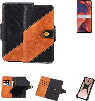Produktbild von K-S-Trade Handyhülle Schutzhülle Bookstyle Case Wallet-Case kompatibel mit Nokia 3.4 Handy Cover Bumper Klapphülle schwarz hellbraun 1x