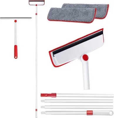 Produktbild von Famanu Fensterwischer Set 2-in-1 mit 180 cm Teleskopstange - für hohe Fenster