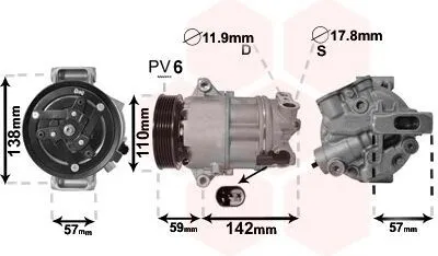 Produktbild von VAN WEZEL 0100K133 CVC6 Klimaanlage Klimakompressor PAG 46 R134a für ALFA ROMEO GIULIETTA (940) für FIAT TIPO Kombi (356) TIPO Schrägheck (356)