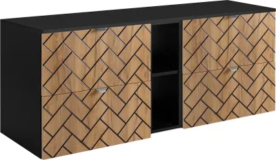 Obrázok produktu pre Kúpeľňová skrinka, dub Craft so striebornou rukoväťou / s hornou policou, 140 x 57 x 46 cm