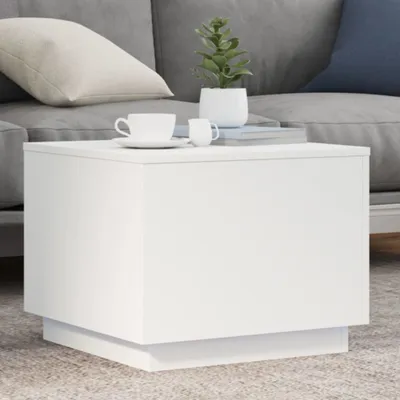 Produktbild von "2026 Promotion" Couchtisch Wohnzimmer - Kaffeetisch - mit LED-Leuchten Weiß - 50x50x40 cm - Sofatisch CC30098