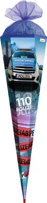 Produktbild von ROTH Schultüte Polizei 110 groß 100 cm eckig Rot(h)-Spitze Tüllverschluss Zuckertüte Schulanfang