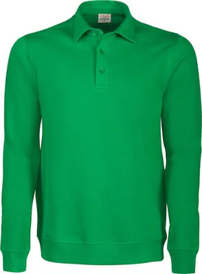Produktbild von Sweatshirt Homerun mit Kragen und Knopfleiste, 60% Baumwolle, 40% Polyester, grau melange, 280 g/m²